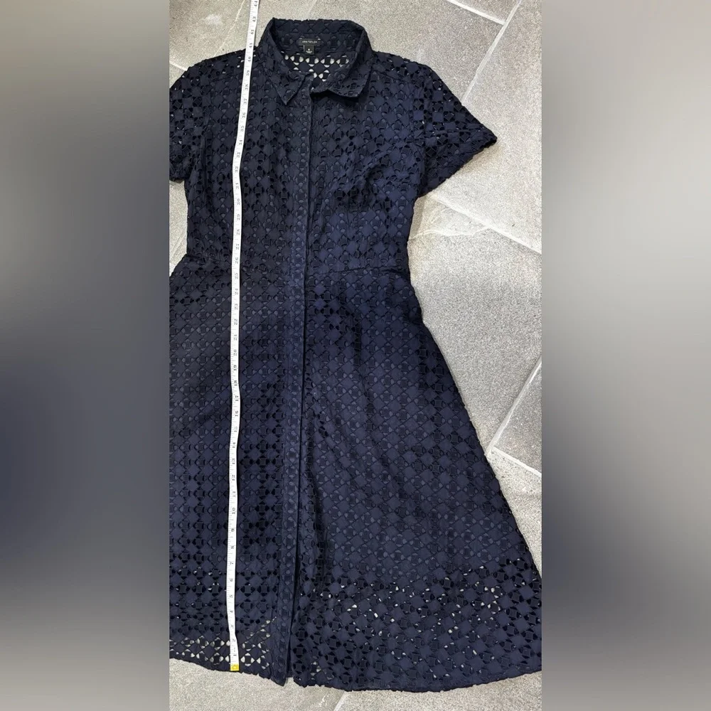 Ann Taylor Navy Eyelet Fit-and-Flare Dress - Picture 11 of 11
